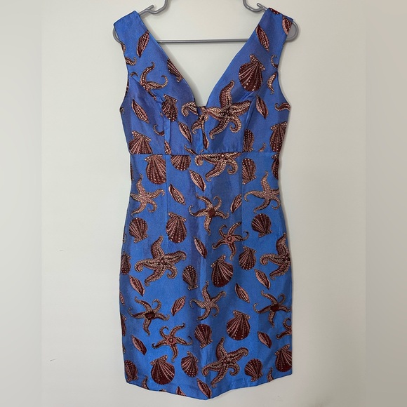 SAVE THE QUEEN Jacquard satin sheath dress S - Picture 3 of 6